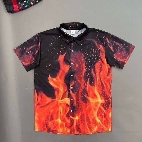 Vintage Flames Button Up Shirt - Picture 1 of 7